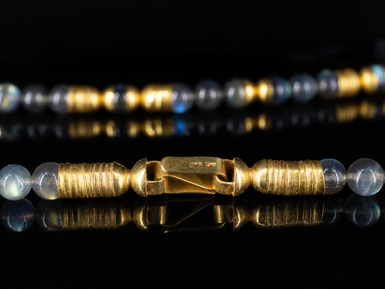 Labradorite Bead and 19K Yellow Gold Cup Necklace