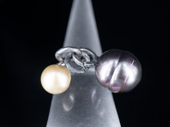 Freshwater Pearl Bobble Ring in Oxidized Sterling Silver