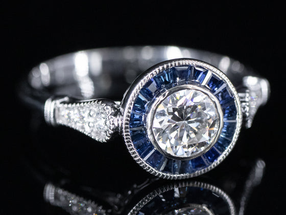 The Fairway Sapphire and Lab Grown Diamond Ring in 14K White Gold