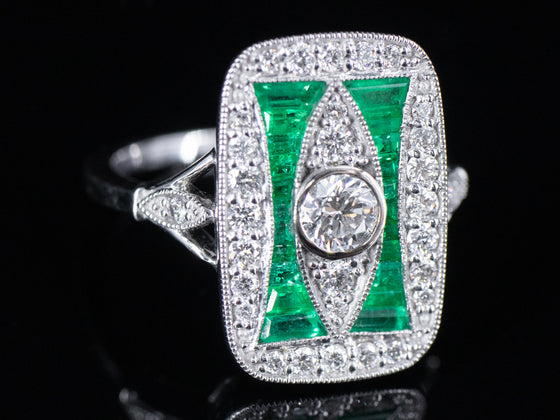 The McIntyre Emerald and Lab Grown Diamond Ring in 14K White Gold