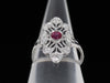 The Cordelia Ruby and Diamond Navette Ring in 14K White Gold