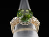 Elegant Oval Peridot Ring - Retro Era 14K Yellow Gold, 4 Diamonds .82 Carats