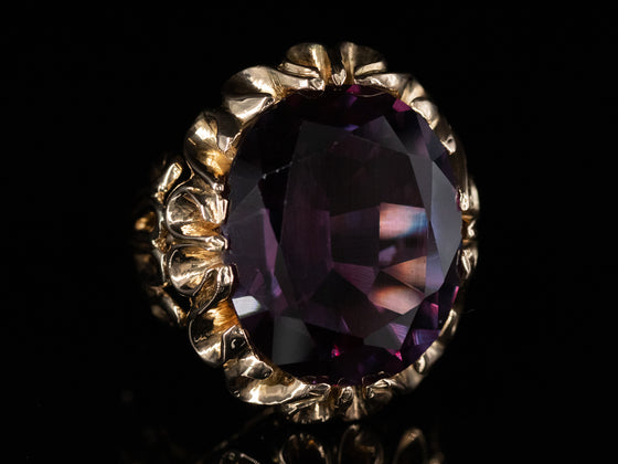 Synthetic Alexandrite Cocktail Ring in 14K Yellow Gold