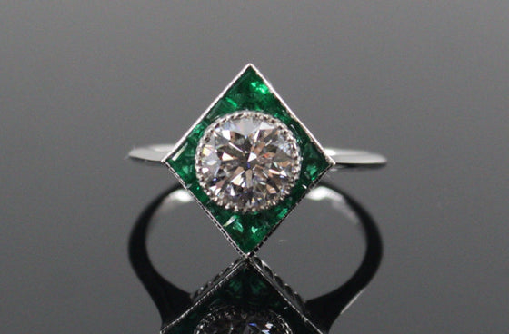 The Emery Emerald and Lab Grown Diamond Ring in 14K White Gold