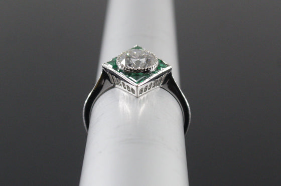 The Emery Emerald and Lab Grown Diamond Ring in 14K White Gold