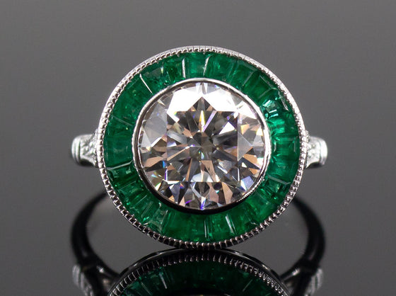 The Spring Point Emerald and Lab Grown Diamond Ring in 14K White Gold