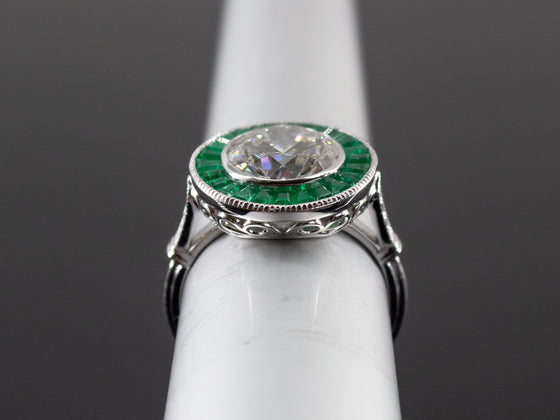 The Spring Point Emerald and Lab Grown Diamond Ring in 14K White Gold