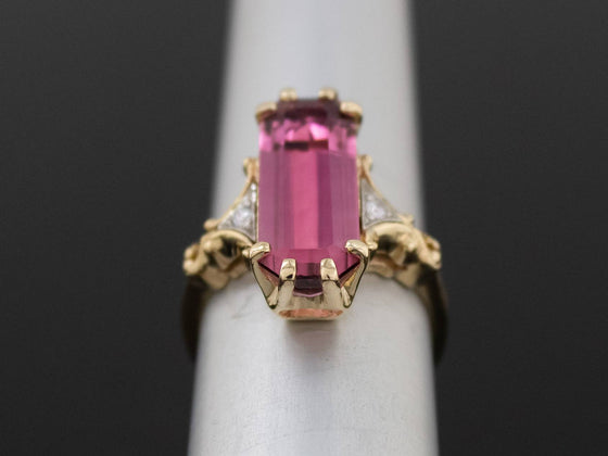 The Adelia Pink Tourmaline and Diamond Ring in 14K Yellow and White Gold