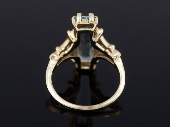 The Adelia Aquamarine and Diamond Ring in 14K Yellow and White Gold