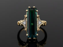  The Adelia Lagoon Green Tourmaline and Diamond Ring in 14K Yellow and White Gold
