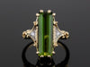The Adelia Light Olive Green Tourmaline and Diamond Ring in 14K Yellow and White Gold