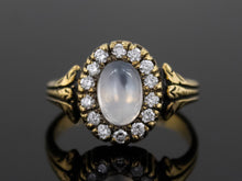  The Helena Moonstone and Diamond Halo Ring in 18K Yellow Gold