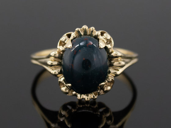 The Stroudwater Bloodstone Ring in 14K Yellow Gold