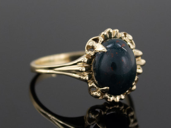 The Stroudwater Bloodstone Ring in 14K Yellow Gold