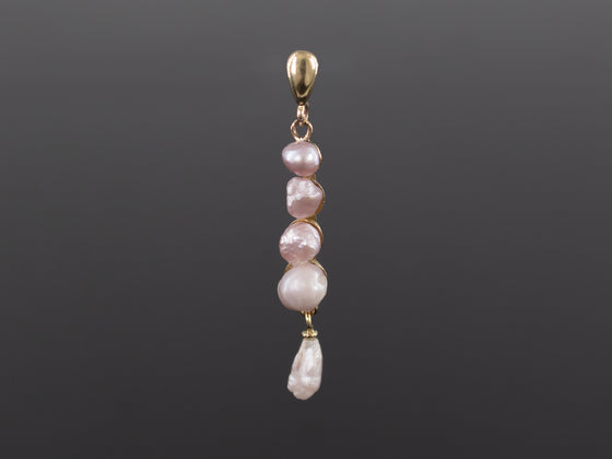 Pink Freshwater Pearl Drop Pendant in 10K Yellow Gold