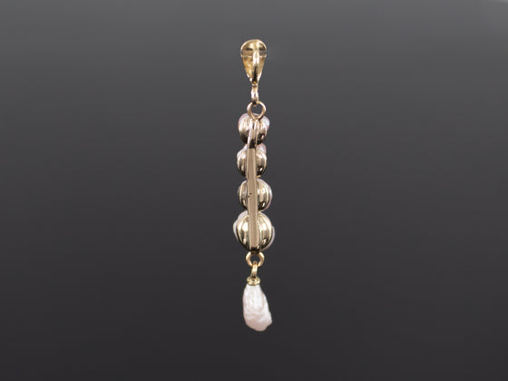 Pink Freshwater Pearl Drop Pendant in 10K Yellow Gold